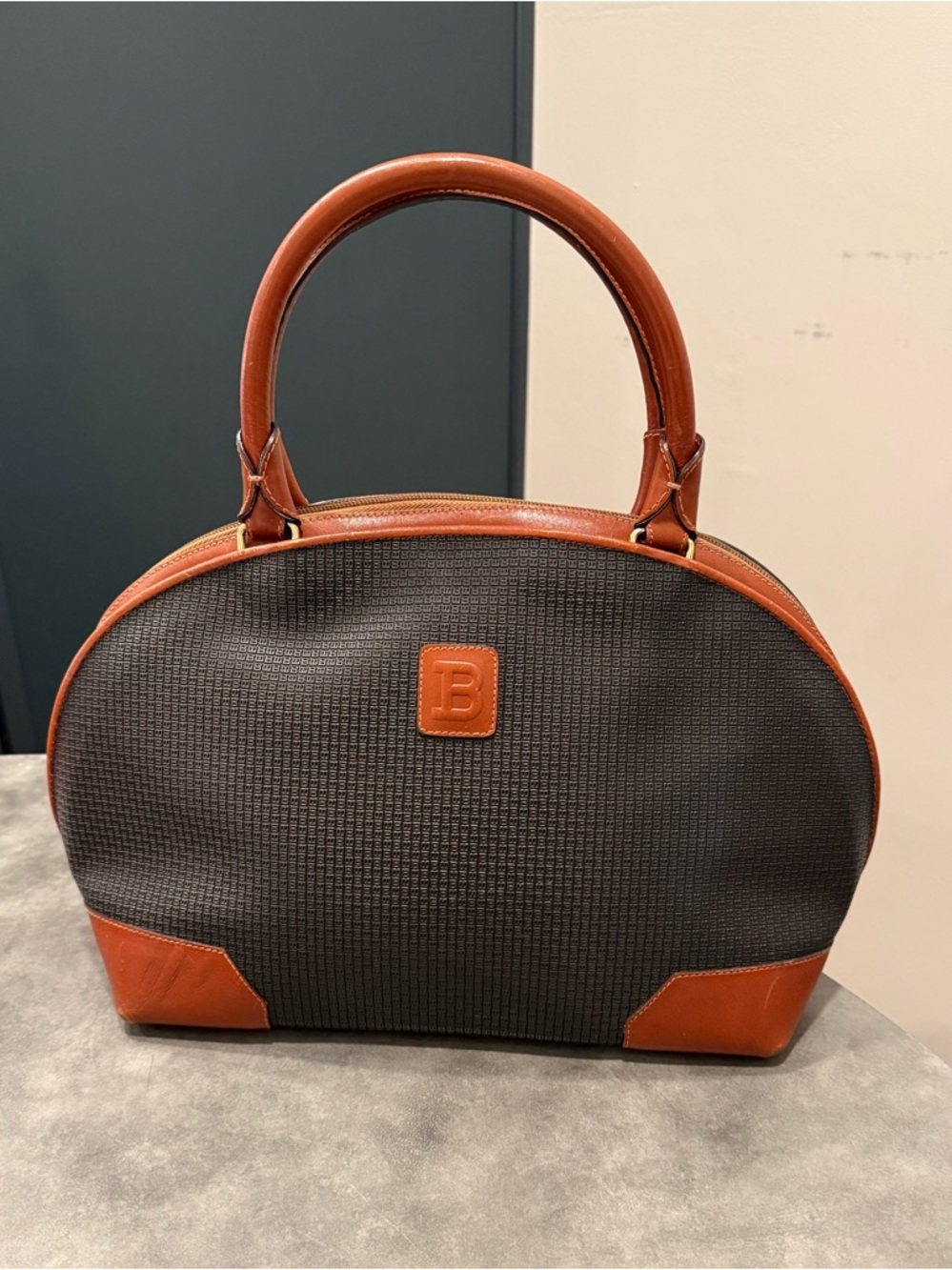Bally Graphite and Brown Dome Satchel